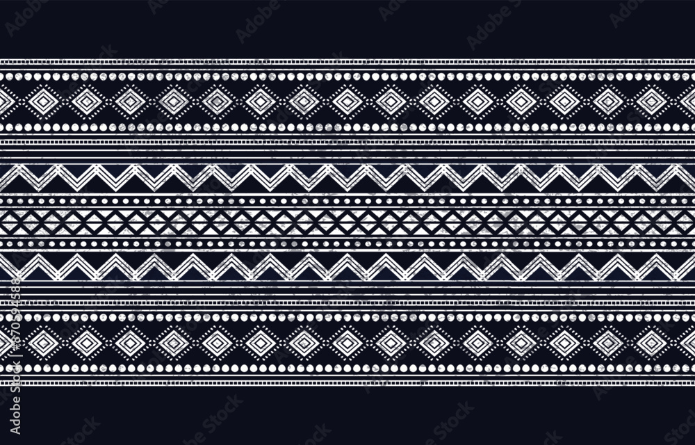 Geometric pattern concept. Seamless pattern in black background. Design for ikat, blanket, fabric, clothing, carpet, textile, ethnic, batik, embroidery.	