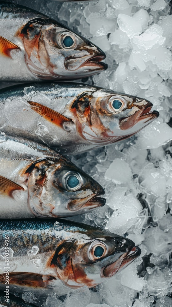 Fresh mackerel fish on ice Fresh mackerel fish on ice