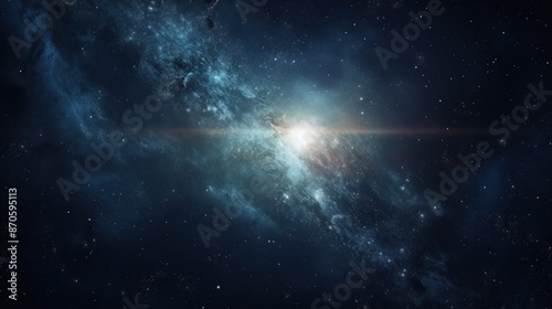 A futuristic illustration of the Milky Way galaxy as seen from a distant habitable exoplanet.