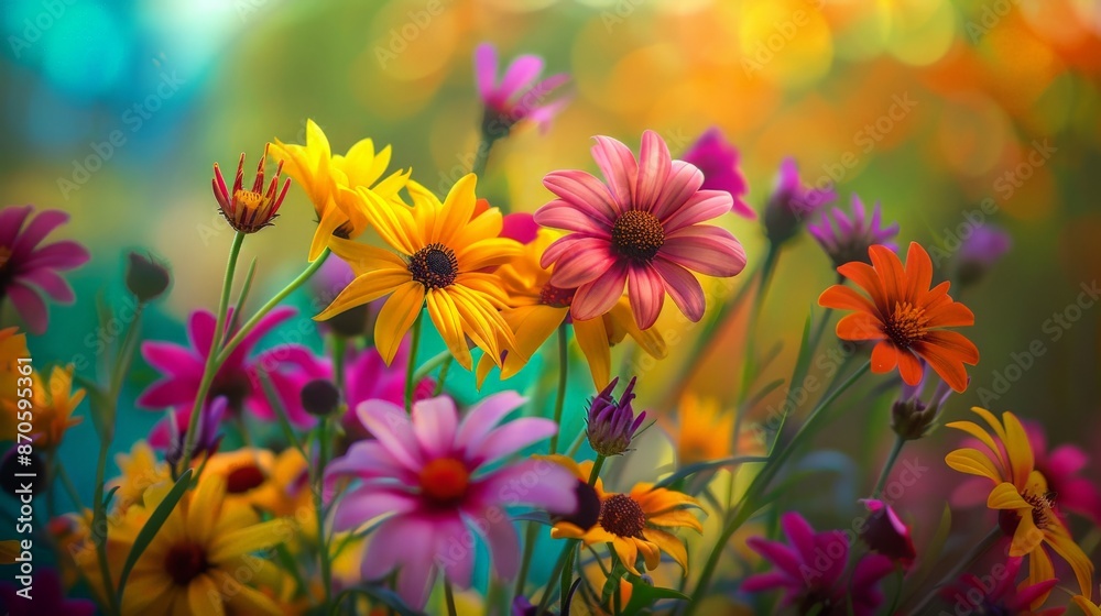 Colorful Wildflowers in a Field. Colorful Wildflowers in a Field.