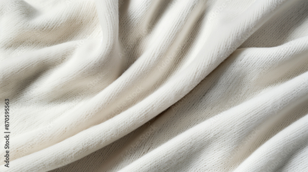 Fototapeta premium Elegant white cashmere, neatly folded to emphasize softness. Perfect for luxury home decor ads.