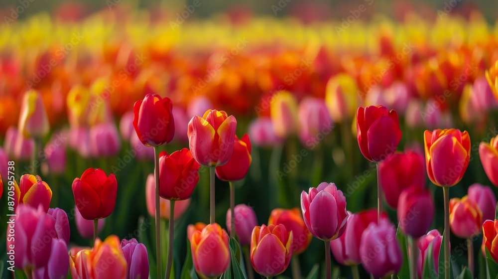 Colorful Tulips in a Field. Colorful Tulips in a Field.