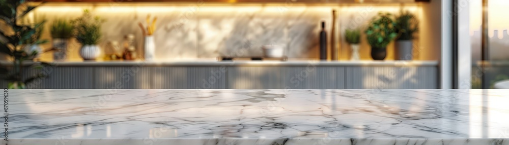 Elegant modern kitchen featuring a marble countertop, warm ambient lighting, and stylish decor in a contemporary home setting. Elegant modern kitchen featuring a marble countertop, warm ambient lighting, and stylish decor in a contemporary home setting.
