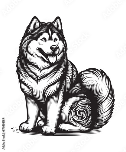 Siberian Husky line art