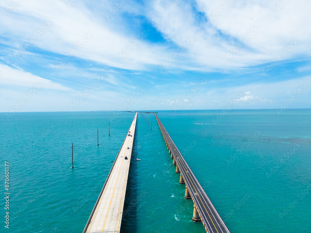Aerial view over historic 7 seven Mile Bridge in the Florida Keys Aerial view over historic 7 seven Mile Bridge in the Florida Keys