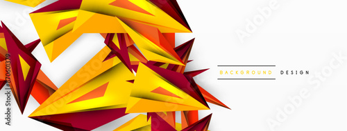 Minimal geometric abstract background. Low poly dynamic triangle design. Trendy techno business template for wallpaper, banner, background or landing