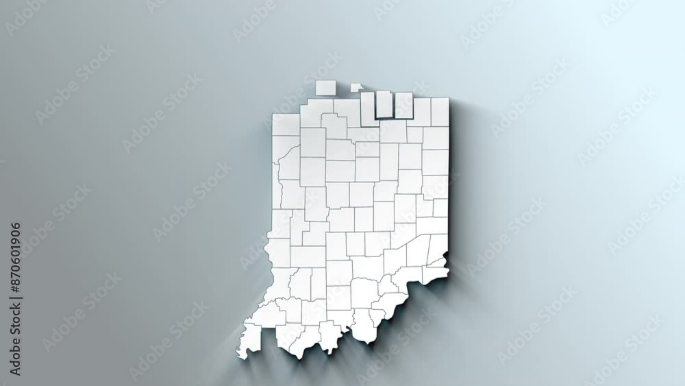 Modern Dynamic White Map of Indiana with Counties