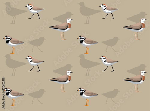 Bird Kentish Plover Cartoon Cute Seamless Wallpaper Background