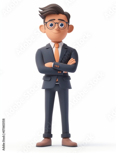 CEO Executive male wearing CEO executive uniform, Full body character, 3D render illustration, Clip art, management, isolated on white background
