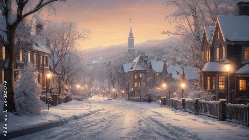 Obraz premium Fairytale snowy city at Christmas
