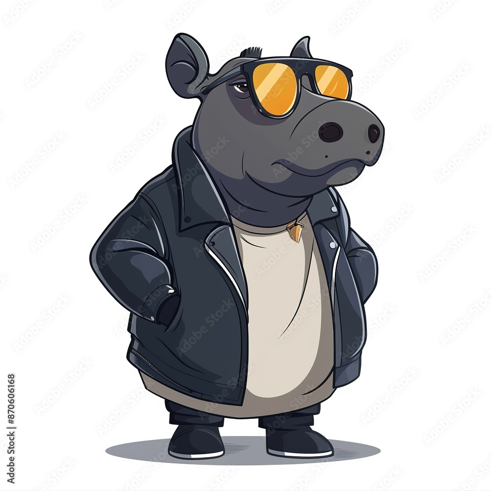 Naklejka premium Tapir Casual Chic cartoon isolated whitebackground