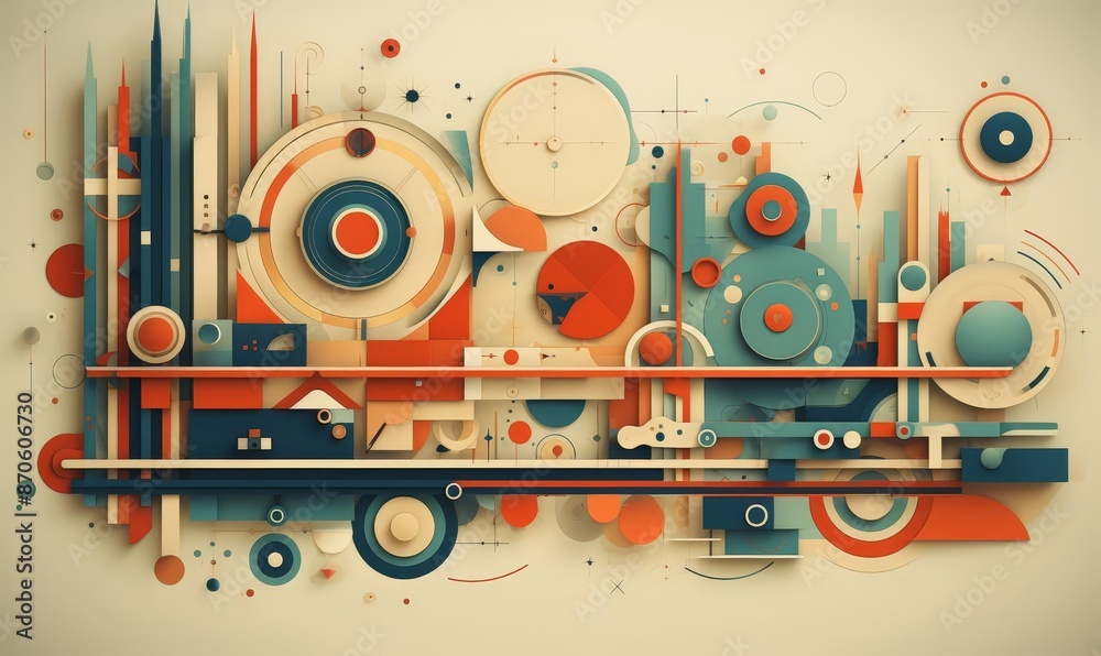 Obraz premium abstract past with historical reinterpretations flat design top view vintage theme animation vivid