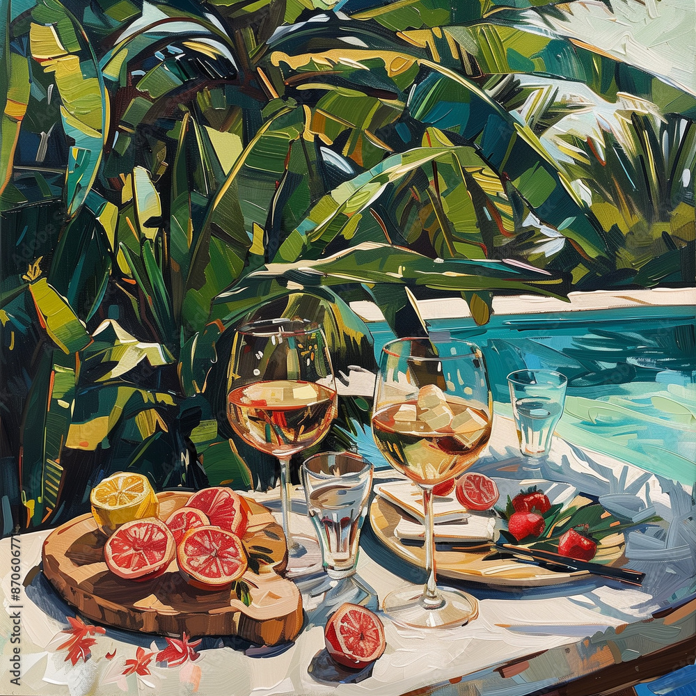 Fototapeta premium painting with a summer scene