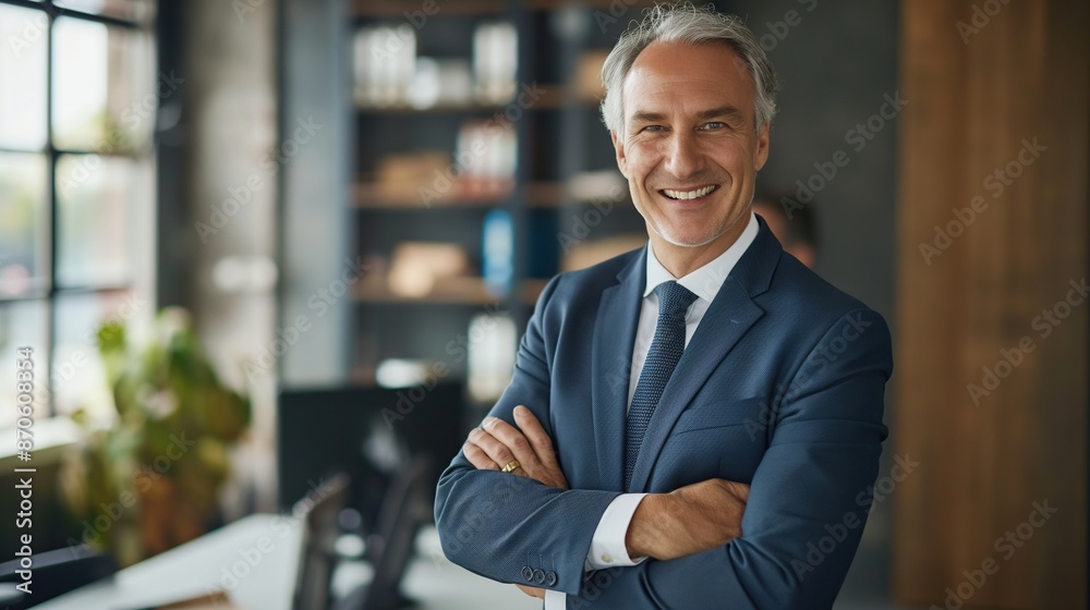 Smiling older bank manager or investor, happy middle aged business man boss ceo, confident mid adult professional businessman executive standing in office, mature entrepreneur headshot portrait. Smiling older bank manager or investor, happy middle aged business man boss ceo, confident mid adult professional businessman executive standing in office, mature entrepreneur headshot portrait.