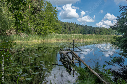 View of Stanka Lake, one of the many beautiful  lakes in Lithuania, located in Dzukia region, Trakai District Municipality, Vilnius County, Lithuania  photo