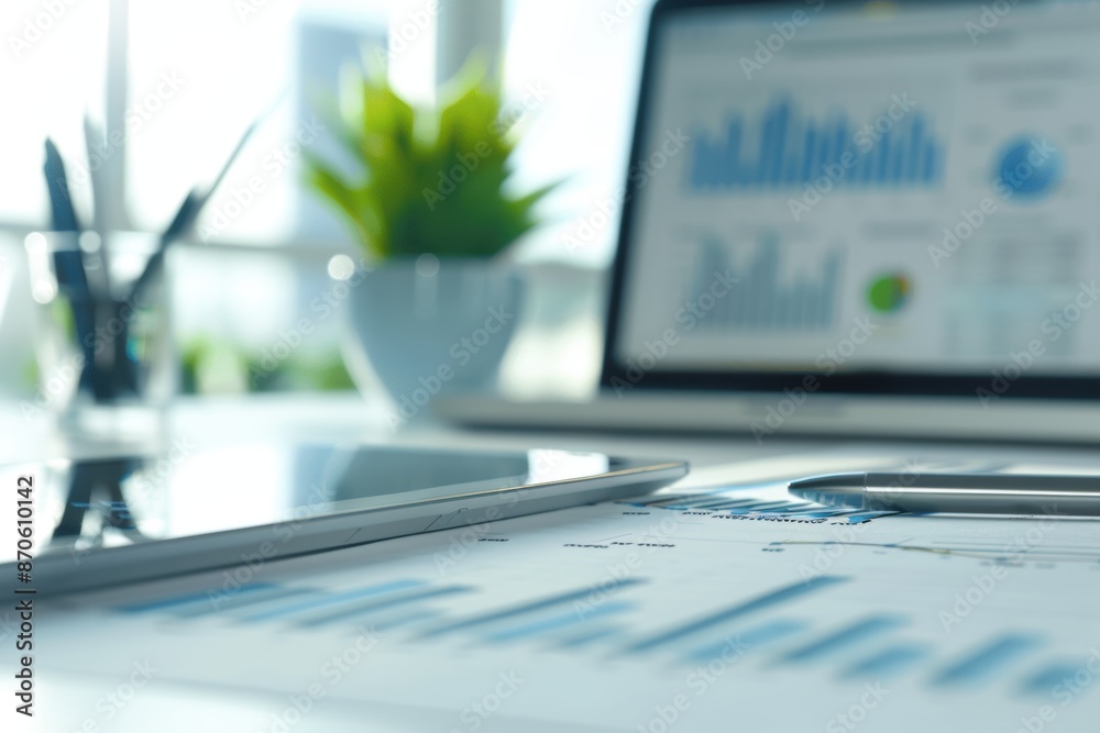 Close-up of Financial Reports and a Tablet Close-up of Financial Reports and a Tablet