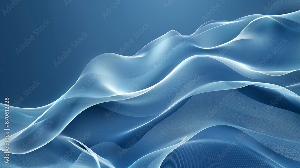 Fototapeta premium Abstract blue background with waves and lines, vector illustration.