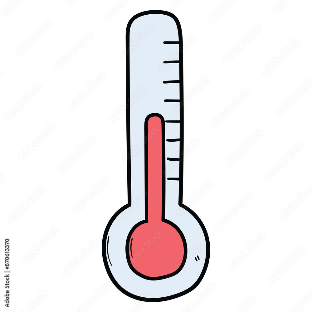 Hand drawn cartoon thermometer icon on a white background. Hand drawn cartoon thermometer icon on a white background.