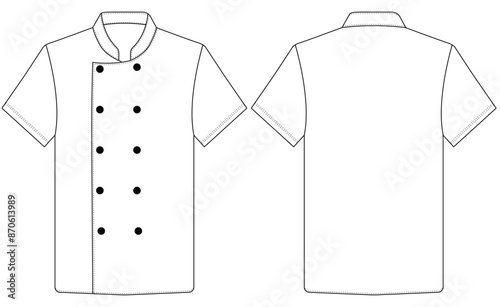 White chef jacket vector illustration. Cook uniform, shirt on white Versatex Chef Jacket Shirt bakers chefs