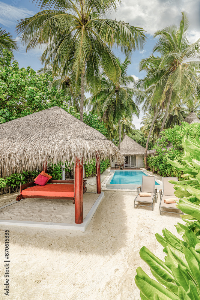 View of Interior and exterior design of luxury pool villa beautiful poolside ...