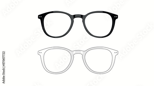 Black and white Glasses frames. Vector Isolated Set of Different Glasses Frames