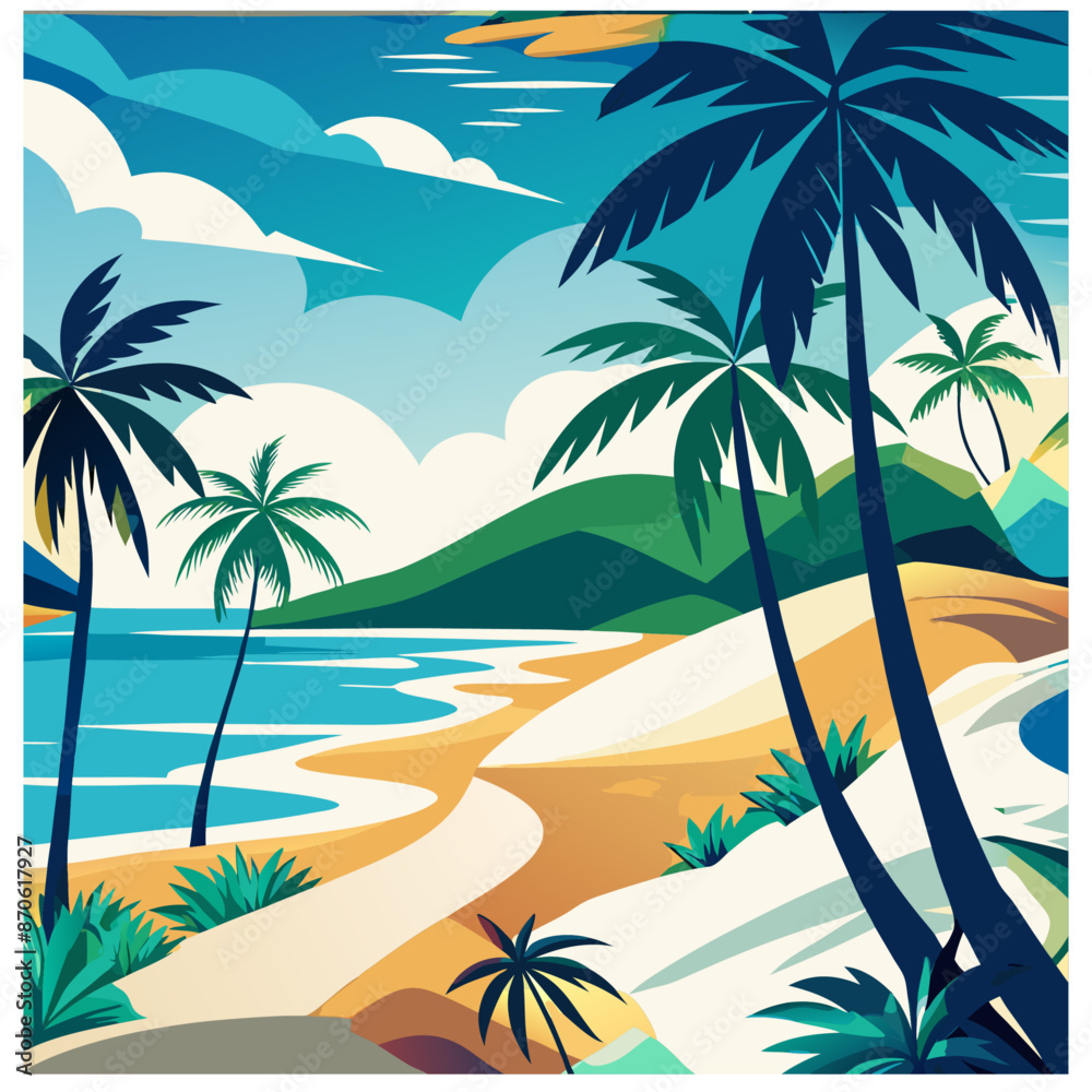 a-poster-featuring-a-pristine-beach landscape a-poster-featuring-a-pristine-beach landscape