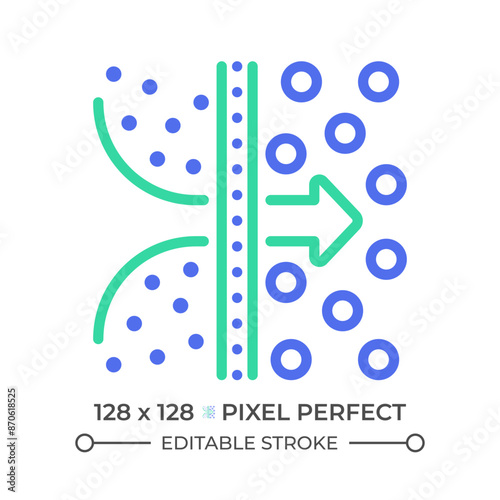 Osmosis two color line icon. Educational diagram. Water filtration and purification. Osmotic pressure bicolor outline symbol. Duotone linear pictogram. Isolated illustration. Editable stroke