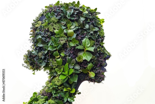 Double exposure of beautiful woman and blue forest