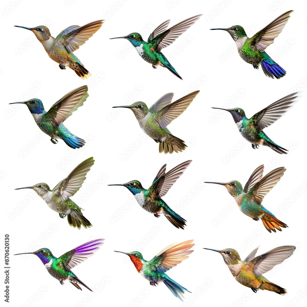 Obraz premium Hummingbird png element set, transparent background