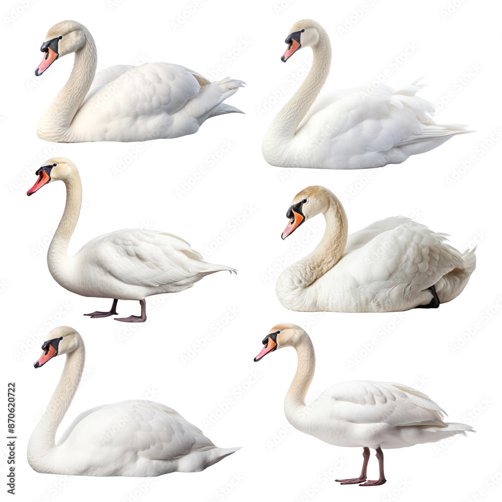Obraz premium Swan png element set, transparent background