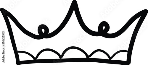 Sketch crown. Simple graffiti crowning, elegant queen or king crowns hand drawn. Royal imperial coronation symbol, monarch majestic jewel tiara isolated icon vector illustration