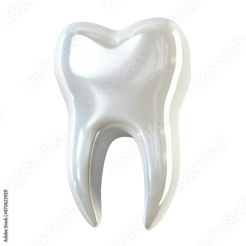 A shiny white tooth isolated on a transparent background, symbolizing dental health and hygiene.