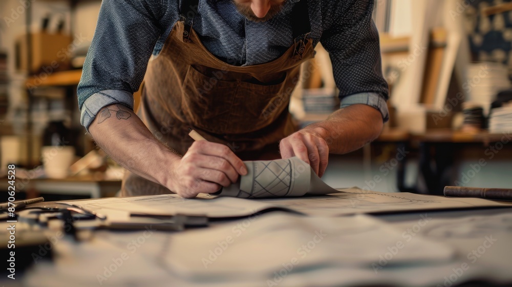 A man is writing on a piece of paper with a pencil A man is writing on a piece of paper with a pencil