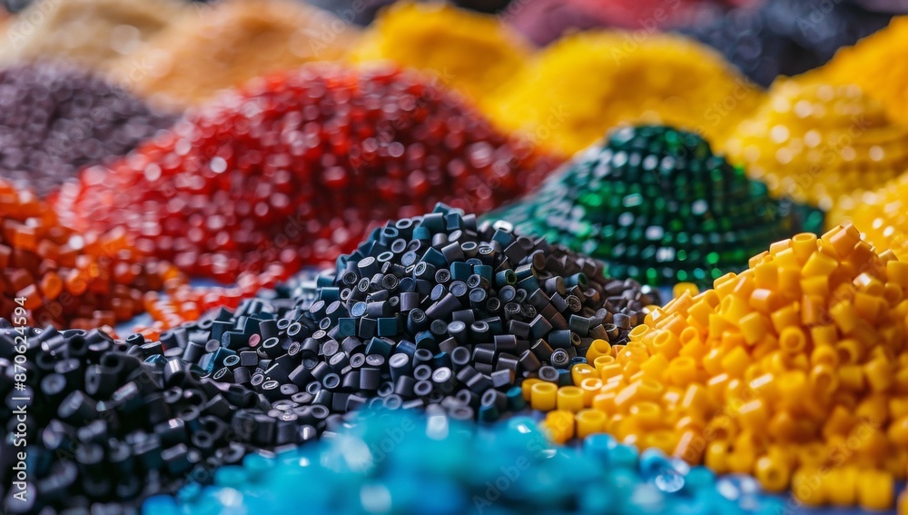 Fototapeta premium various colors and shapes of plastic granules