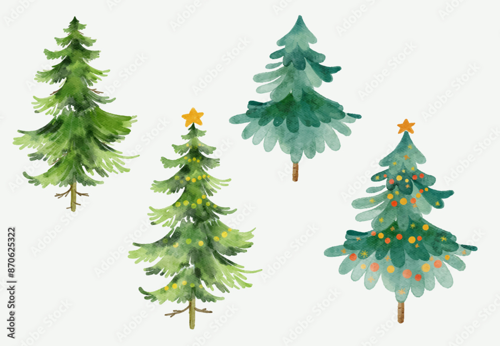 Fototapeta premium watercolor christmas tree