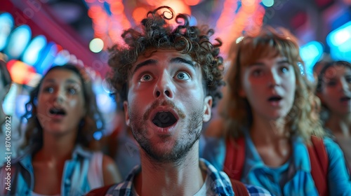 Amazed diverse friends looking at something unbelievable