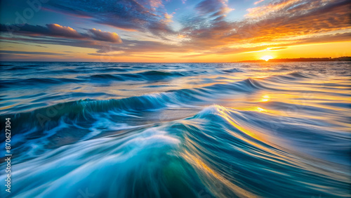 Surface texture of ocean surface at sunrise while swilling in the ocean of Western Australia photo