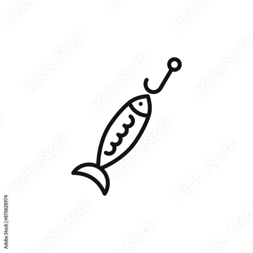 Bait Fishing Minnow logo sign vector outline