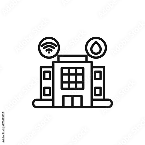 Building amenities logo sign vector outline