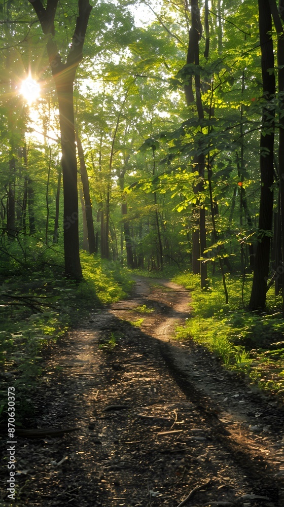 Fototapeta premium Forest Path Sunlight Through Trees