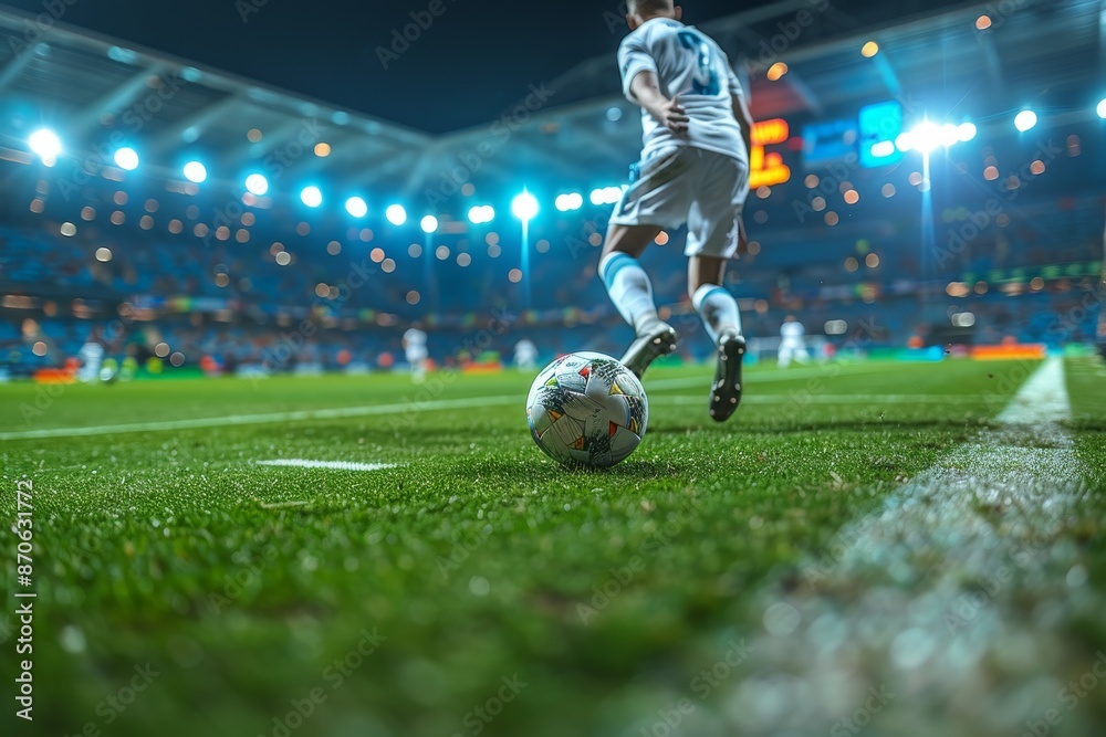 Football Stadium Aglow with Brilliant Field Lighting Football Stadium Aglow with Brilliant Field Lighting