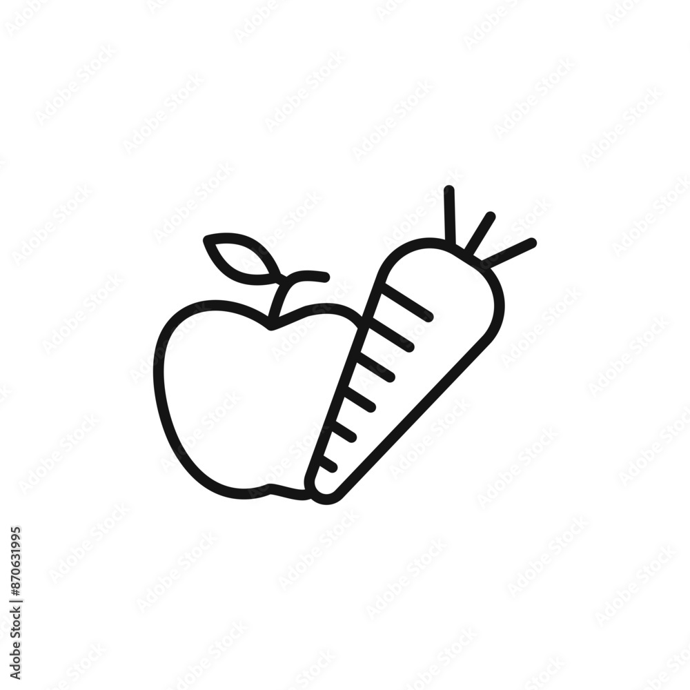 Fototapeta premium Fruits and vegetables logo sign vector outline