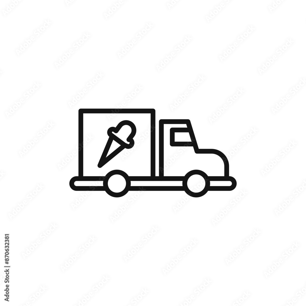 Ice cream van logo sign vector outline