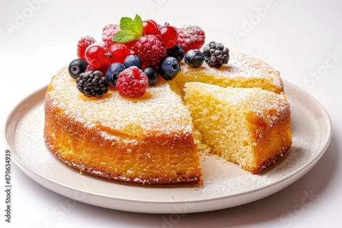 Fluffy Meyer Lemon Olive Oil Cake with Vibrant Berries
