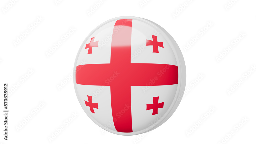 Obraz premium Georgia, georgian Circle flag icon . Transparent backgound. 3d rendered with alpha channel. Round shape. 