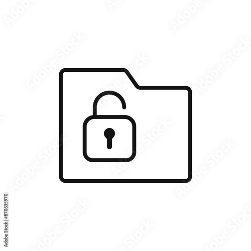 unlock folder logo sign vector outline