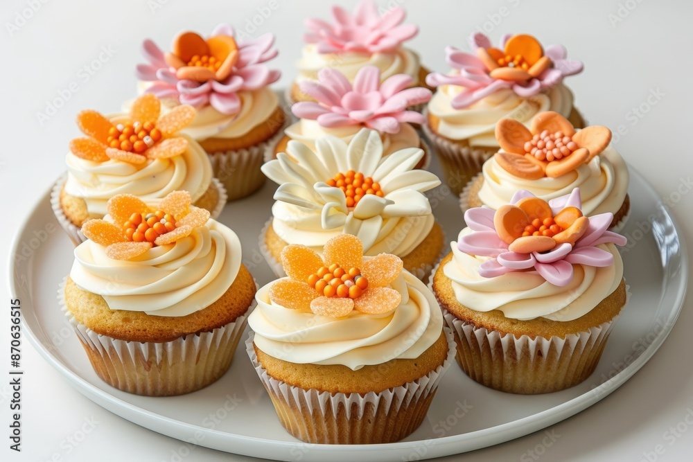 Vibrant Orange Dahlia Cupcakes with Vanilla Frosting Vibrant Orange Dahlia Cupcakes with Vanilla Frosting