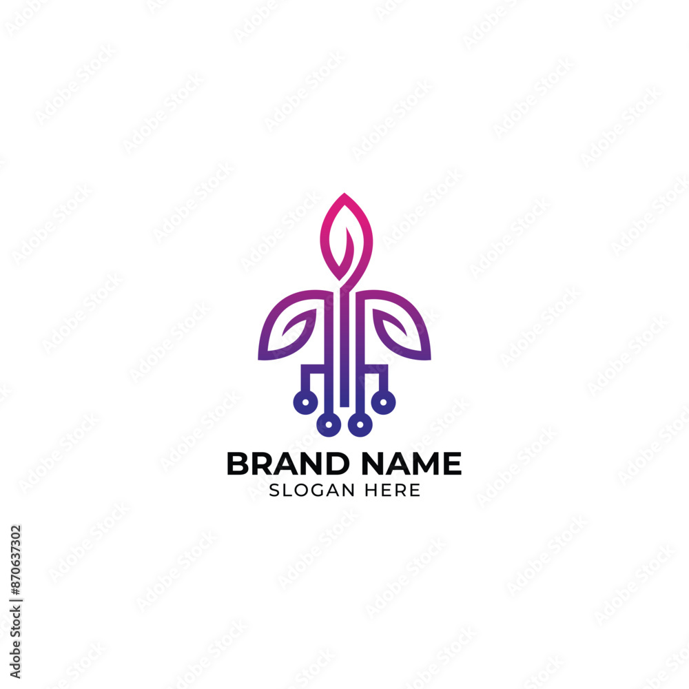 leaf plant technology logo vector leaf plant technology logo vector