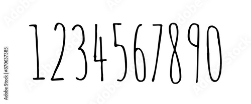 Number icon, simple line doodle type, alphabet scribble outline design. Minimal black contour draw marker. School letter sketch isolated on white background. Cartoon education vector illustration