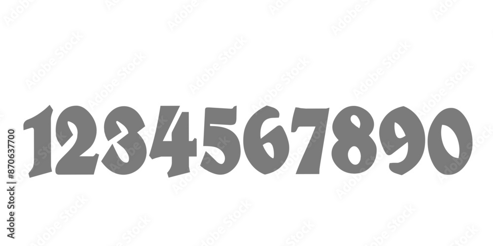 Simple vector illustration in doodle style. A set of numbers with a black outline. Simple vector illustration in doodle style. A set of numbers with a black outline.